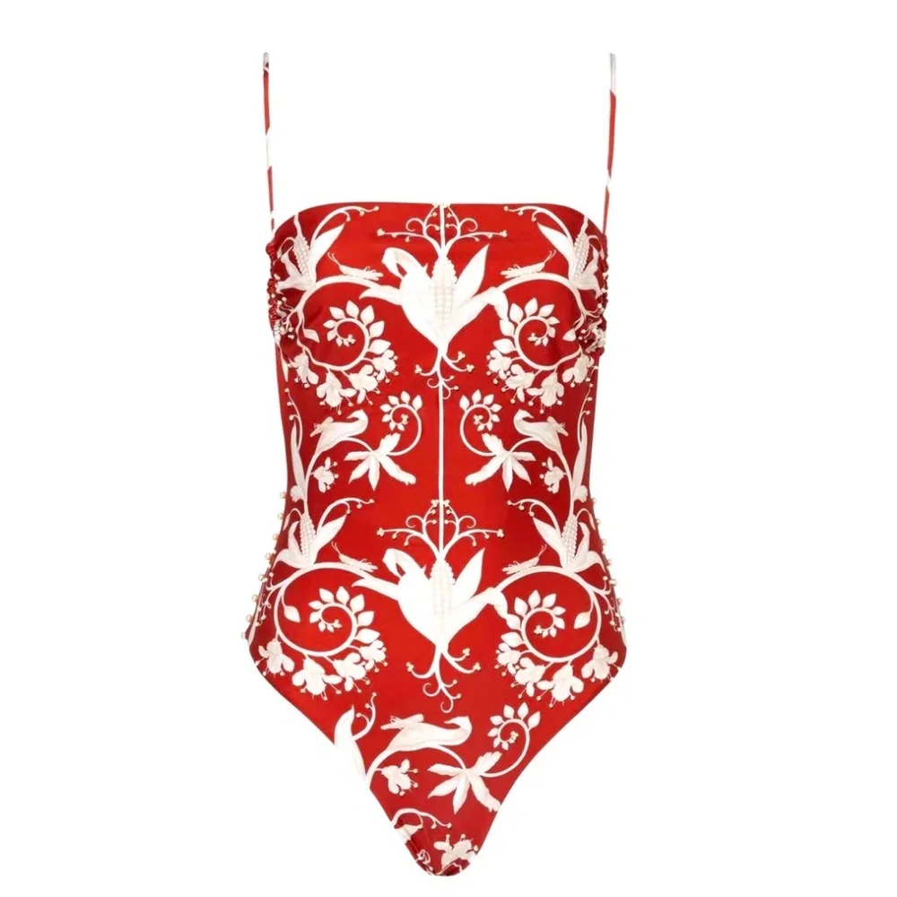 Agua By Agua Bendita Ceramica Maiz Hand Embroidered Swimsuit / Bodysuit …